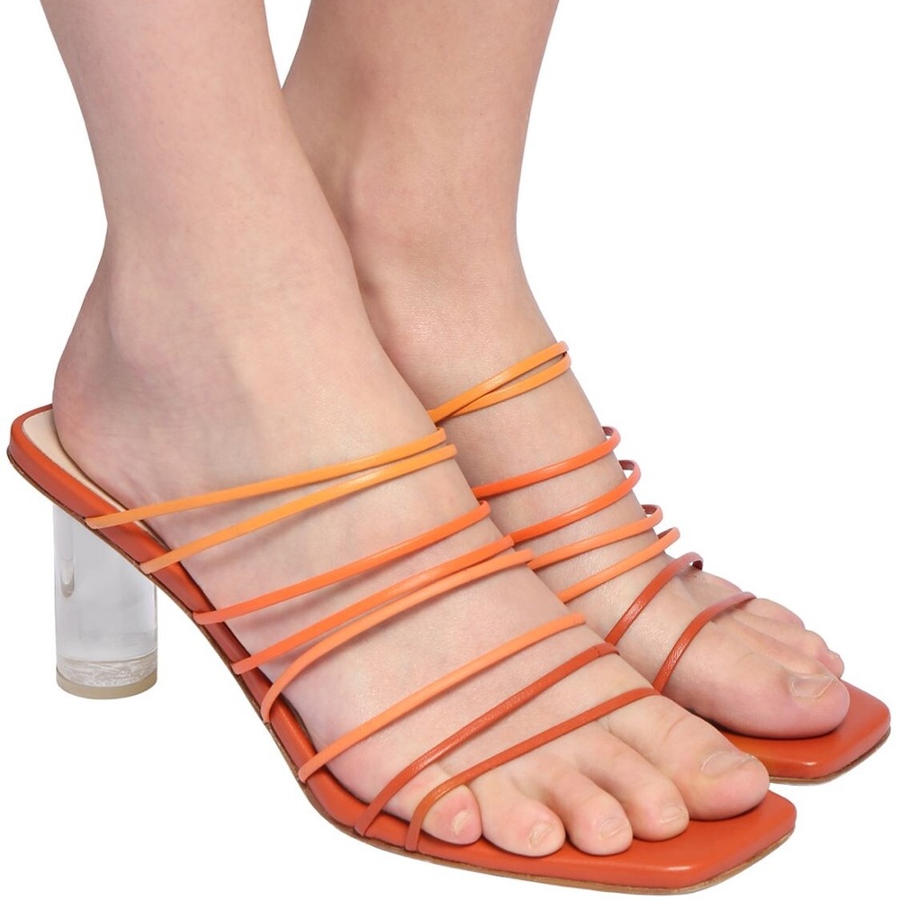 Rejina Pyo Orange Geometric Strap Sandals